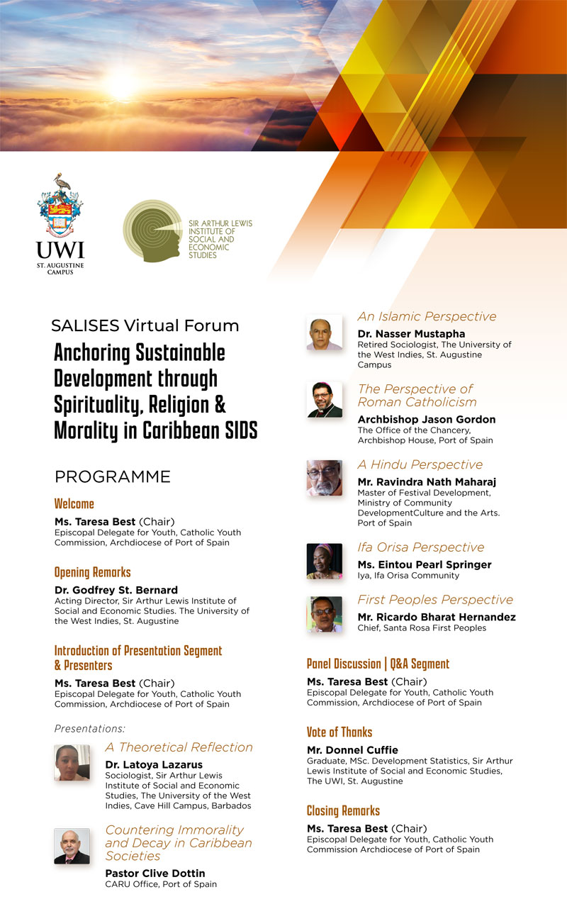 Anchoring Sustainable Development through Spirituality, Religion & Morality in Caribbean SIDS webinar flyer